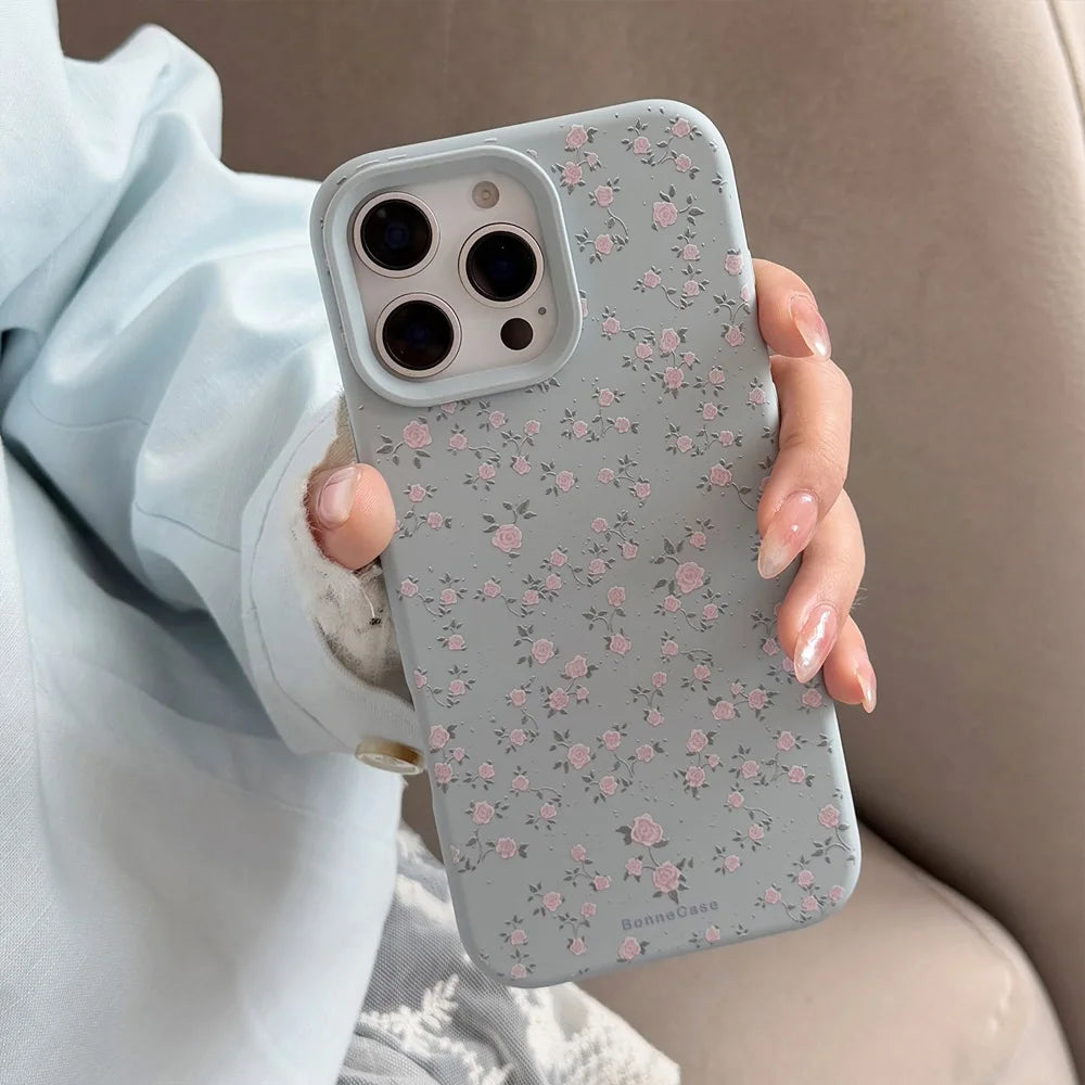 Flower Pattern Silicone Phone Case For iPhone 16 15 14 13 12 11 Pro Max Plus Shockproof Bumper Back Cover