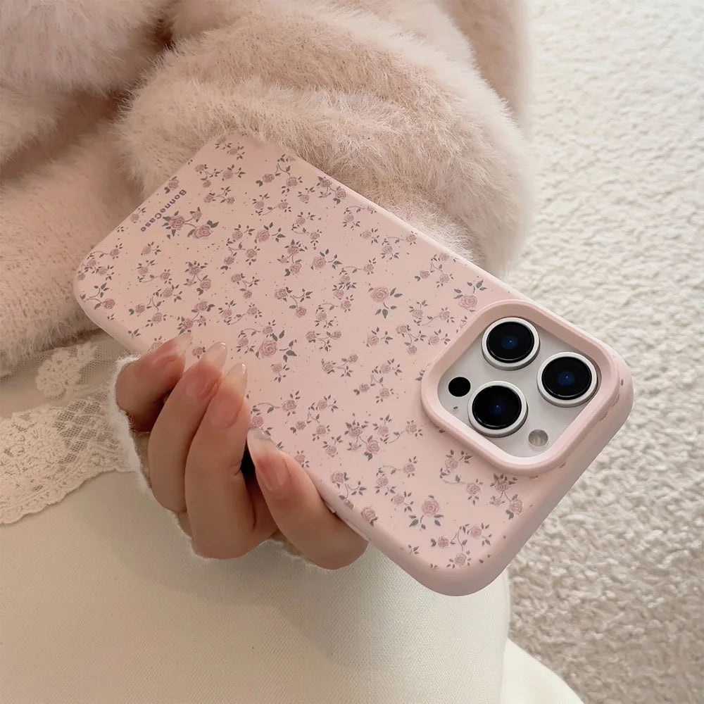 Flower Pattern Silicone Phone Case For iPhone 16 15 14 13 12 11 Pro Max Plus Shockproof Bumper Back Cover